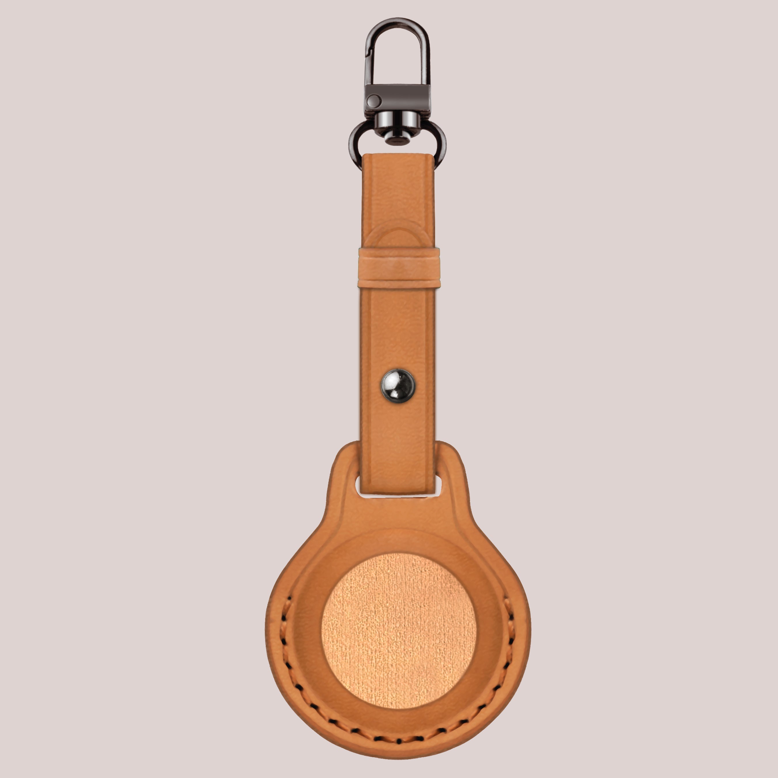 Stylish sleek tan leather airtag case