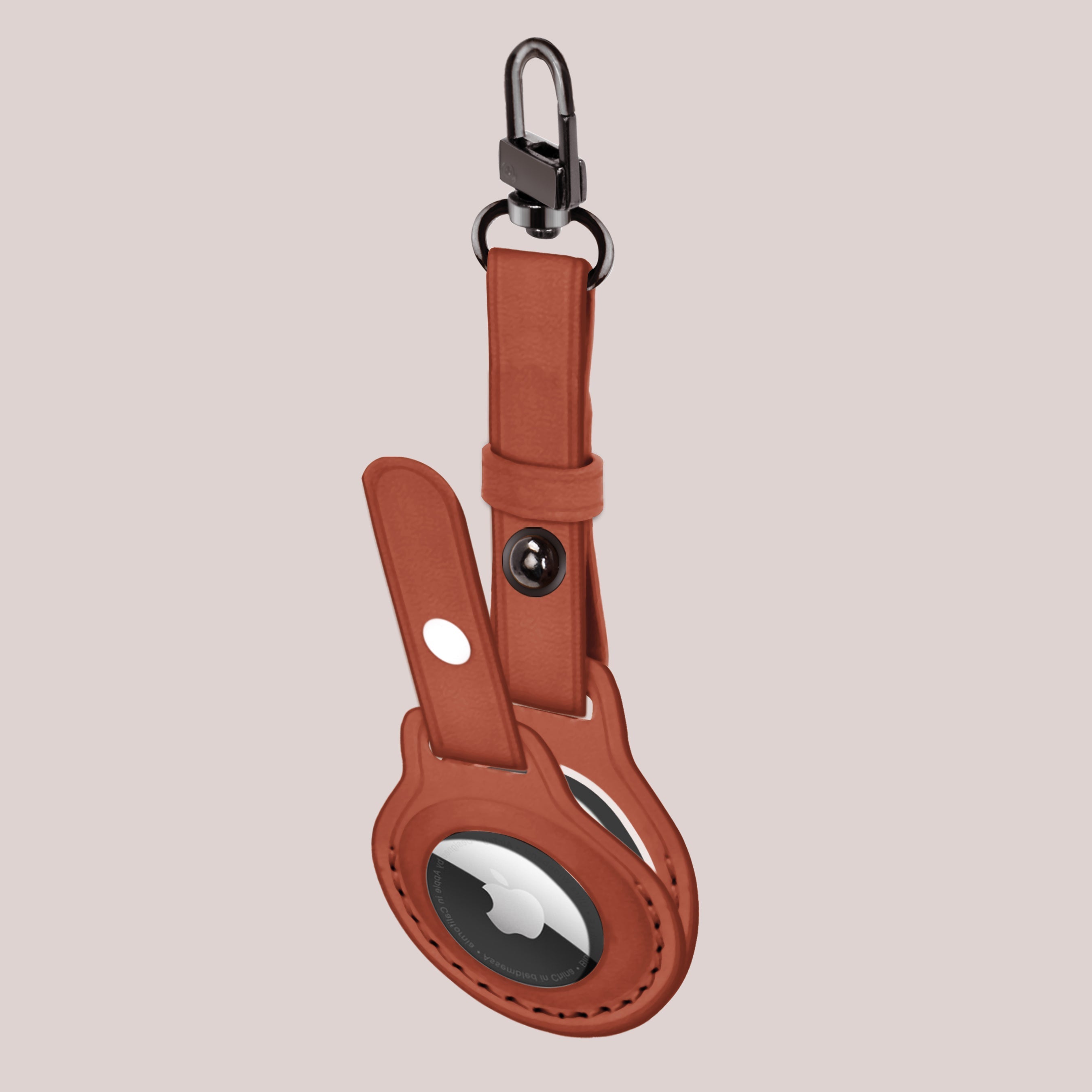 Get sleek and stylish brown leather airtag case