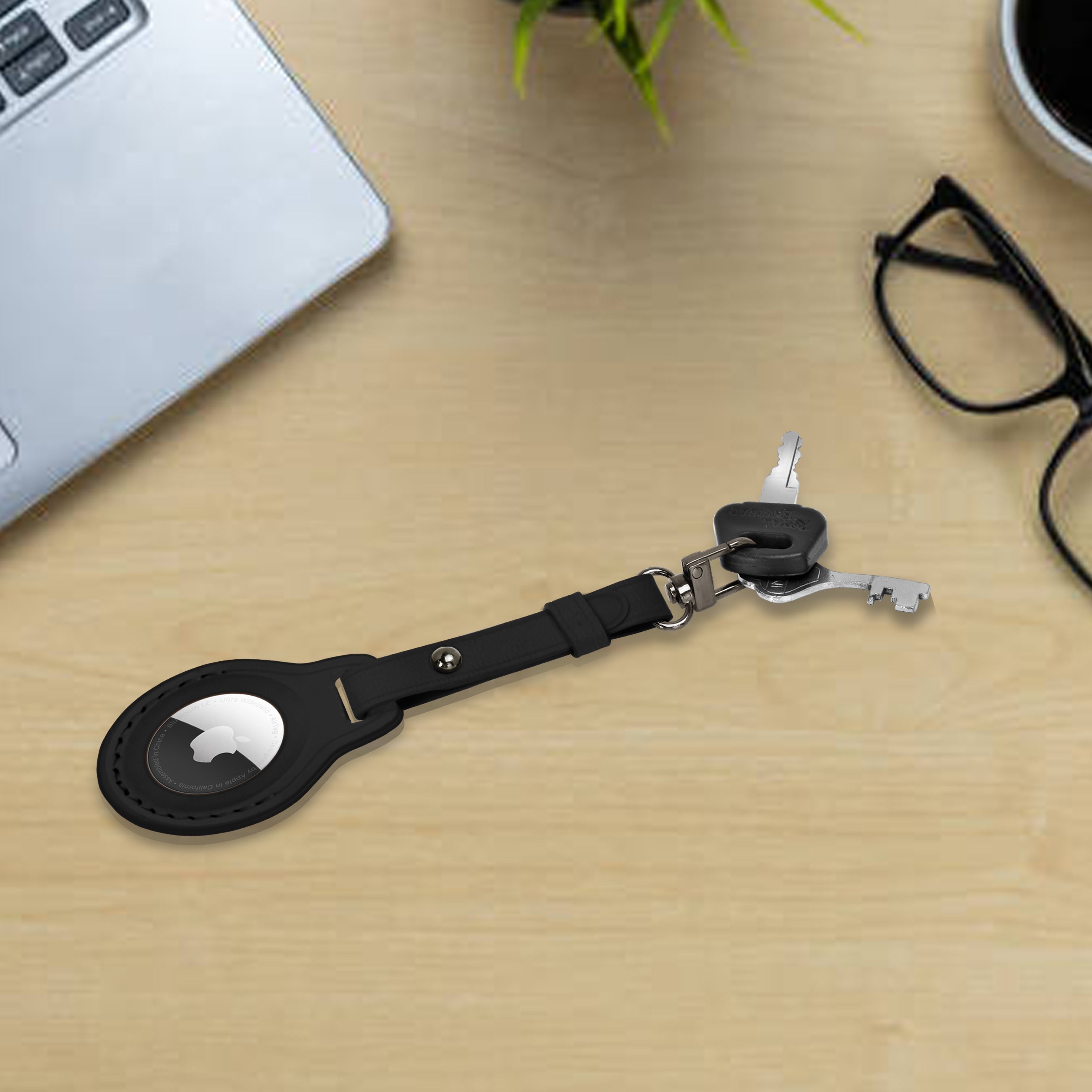 Order black leather airtag case online