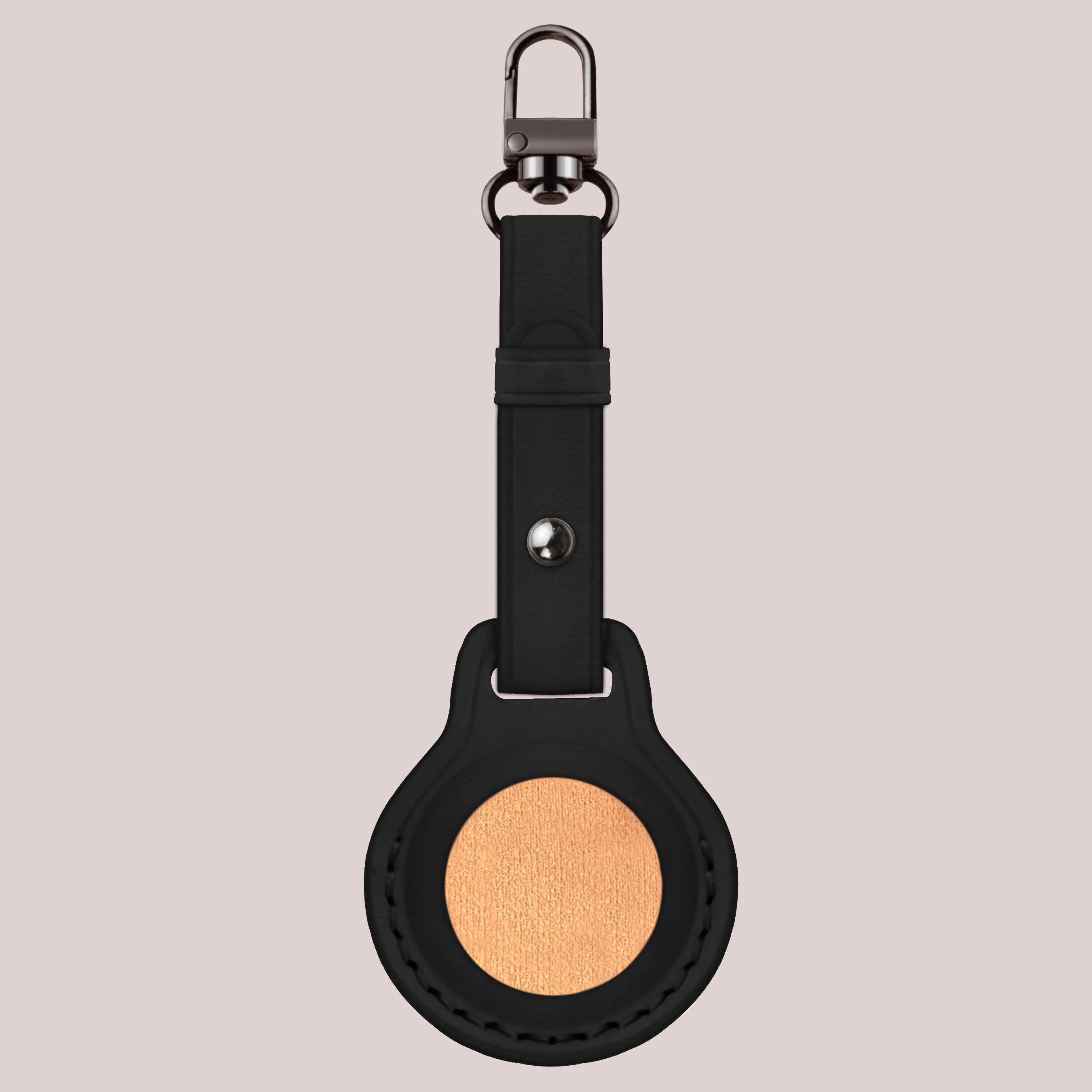 Stylish sleek black leather airtag case