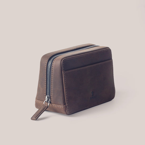 Travel Leather Organizer Pouch in Brown Color