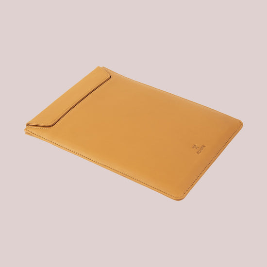 Yellow leather sleeve for Macbook