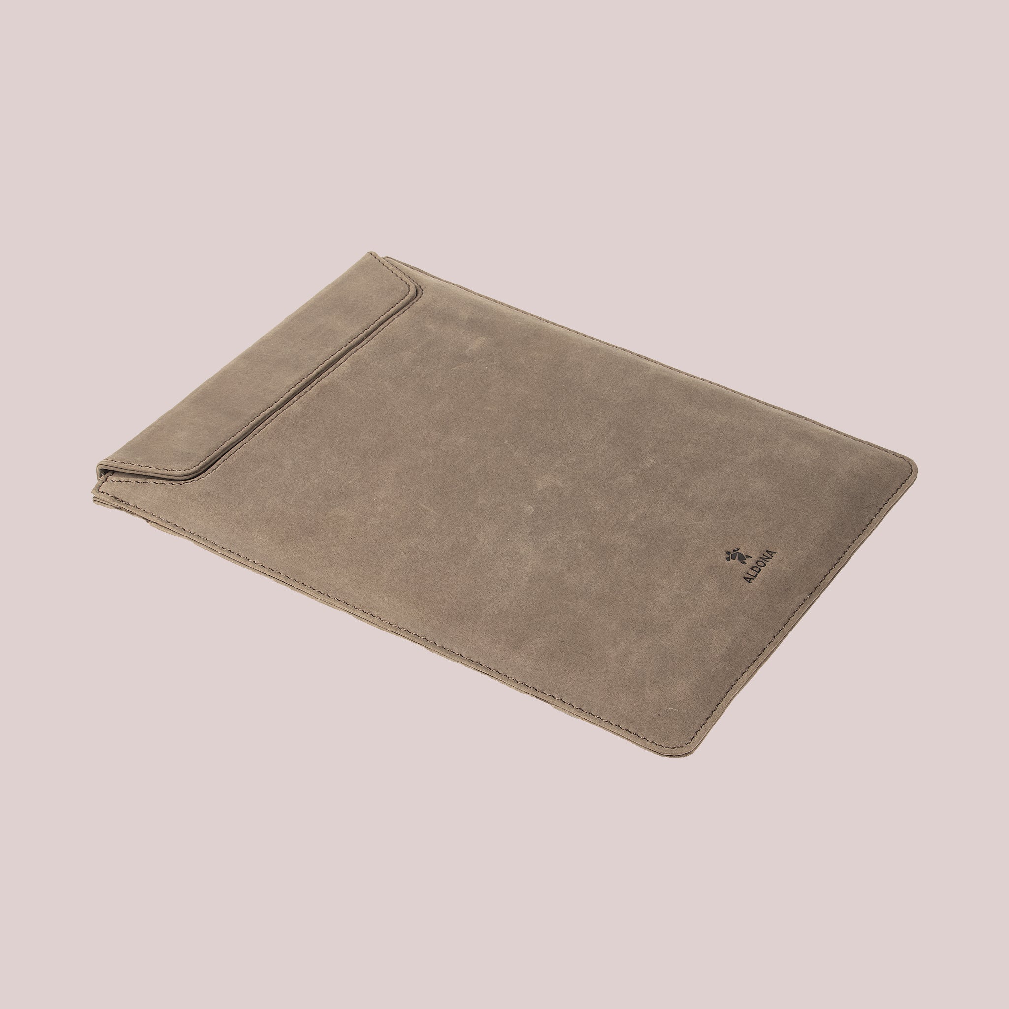Buy online grey leather sleeve for Macbook laptops, with a flap