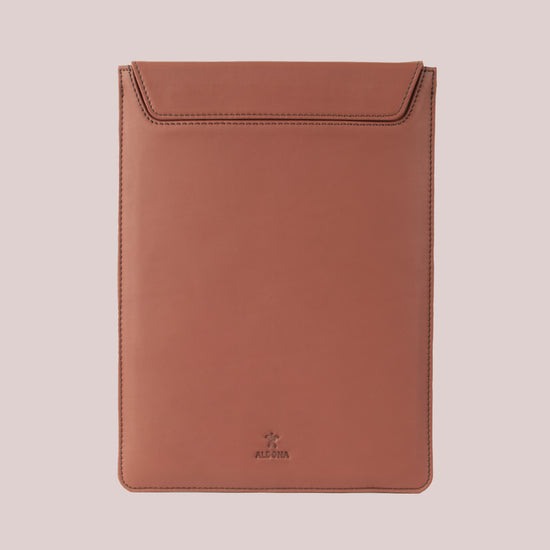 Buy brown leather sleeve for Macbook laptops, with a flap