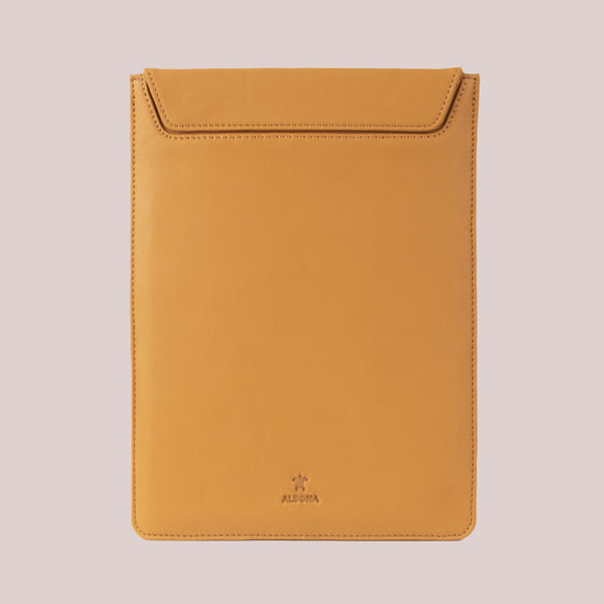 Buy Yellow leather sleeve for Macbook laptops, with a flap