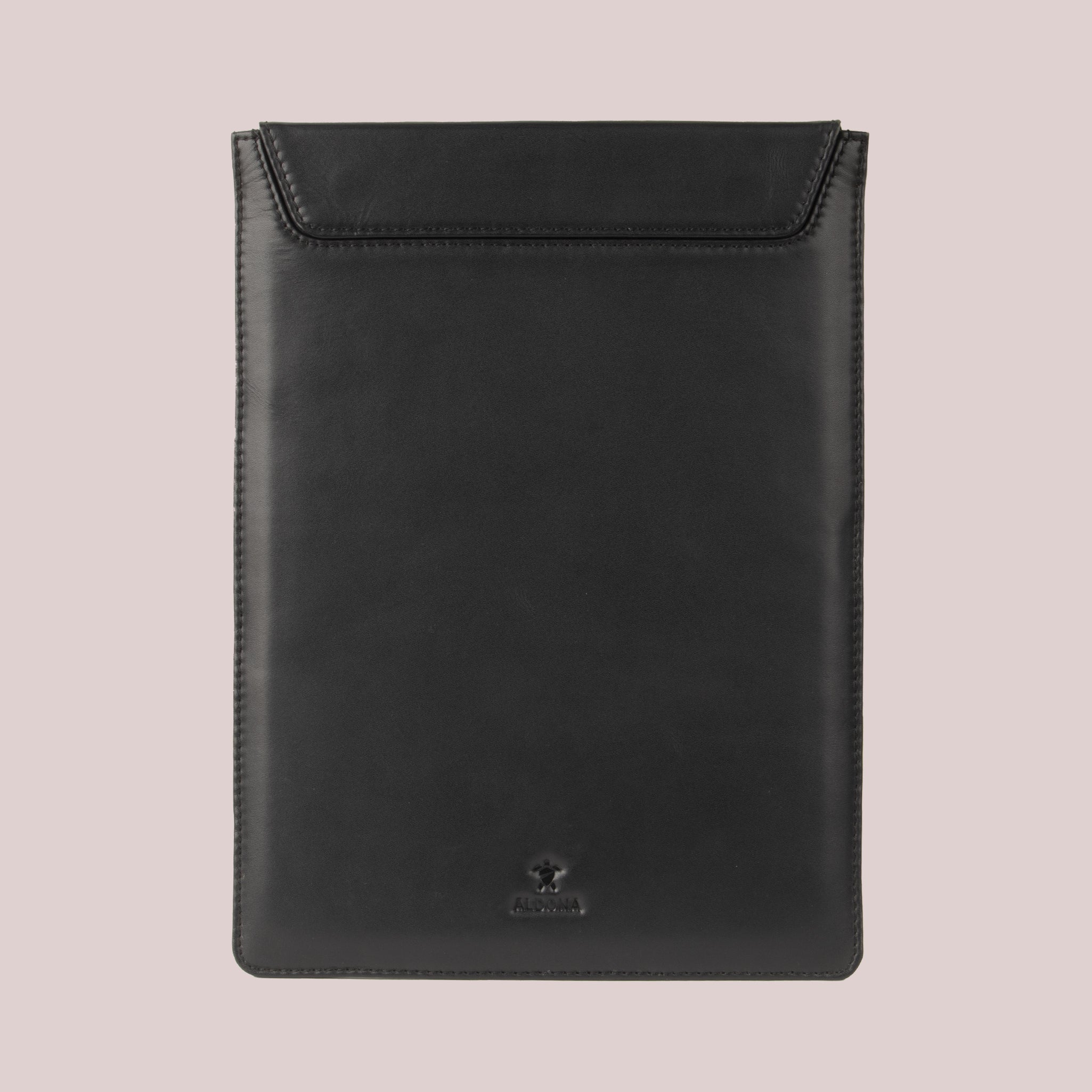 Buy black leather sleeve for Macbook laptops, with a flap
