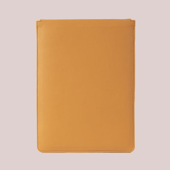 Buy online Yellow leather sleeve for Macbook laptops, with a flap