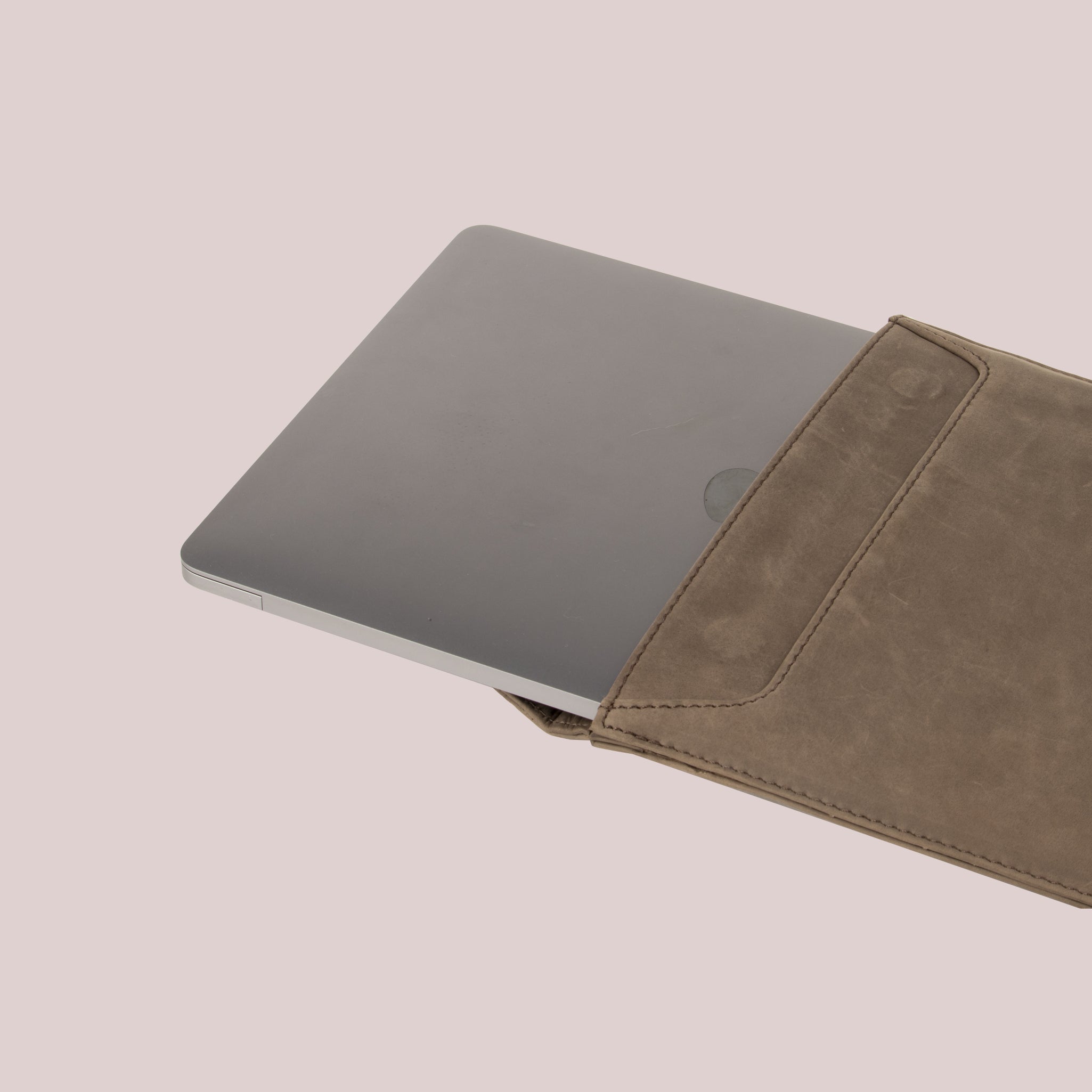 Buy Grey leather sleeve with a flap for Macbook laptops
