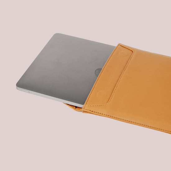 Buy Online Macbook leather sleeve in yellow color
