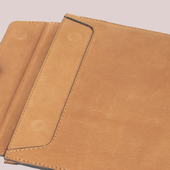 Order online tan leather sleeve with a flap for Macbook laptops