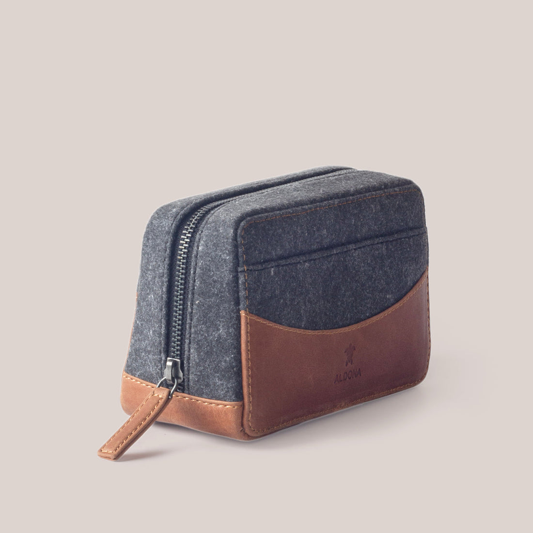 Leather Accessory Pouch - Felt and Tan Crunch