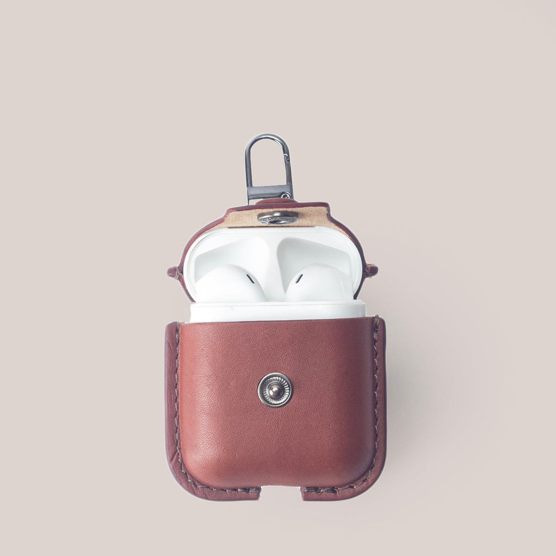 Leather AirPods 1, AirPods 2 Case - Burnt Tobacco
