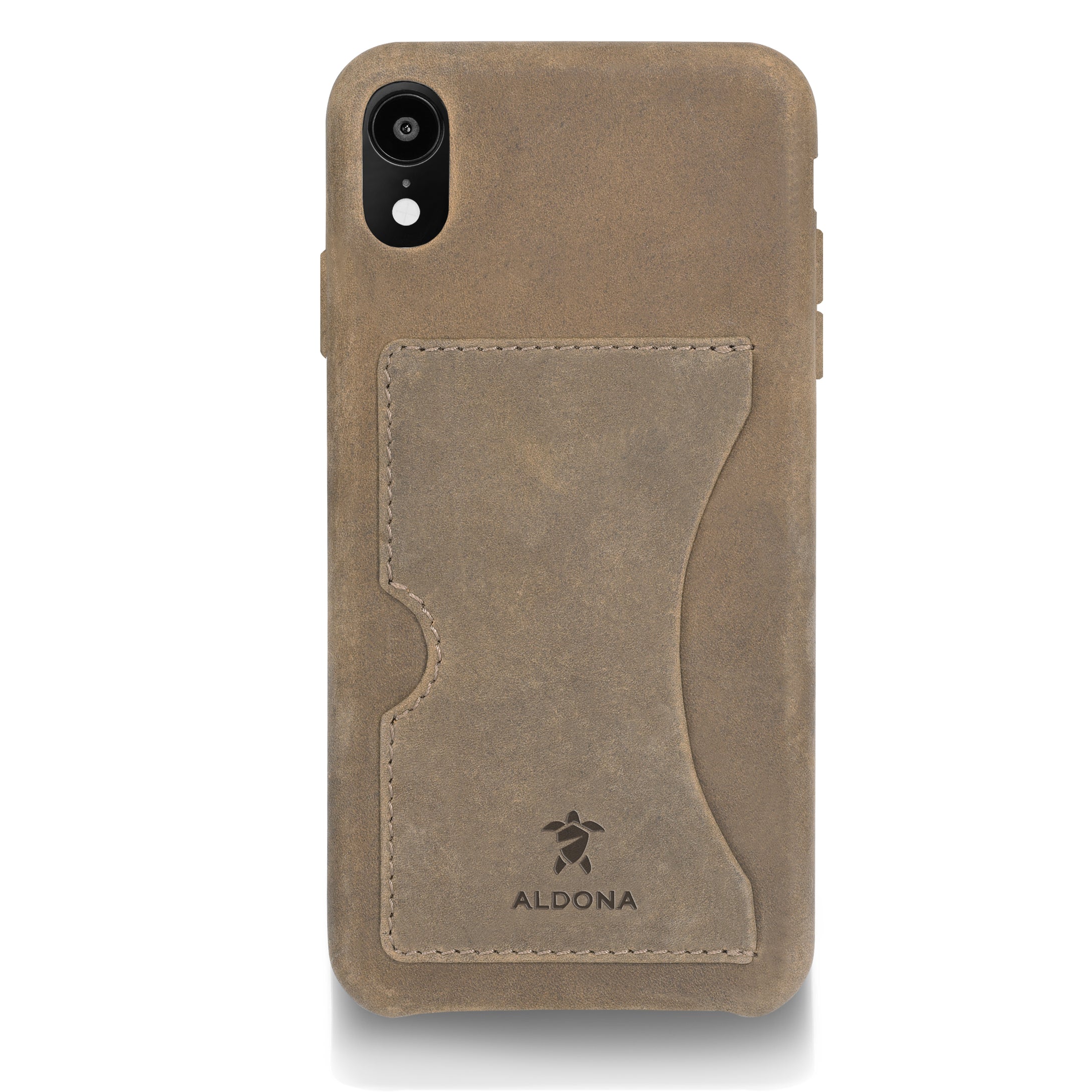 Baxter Leather iPhone XR Card Case - Burnt Tobacco Colour