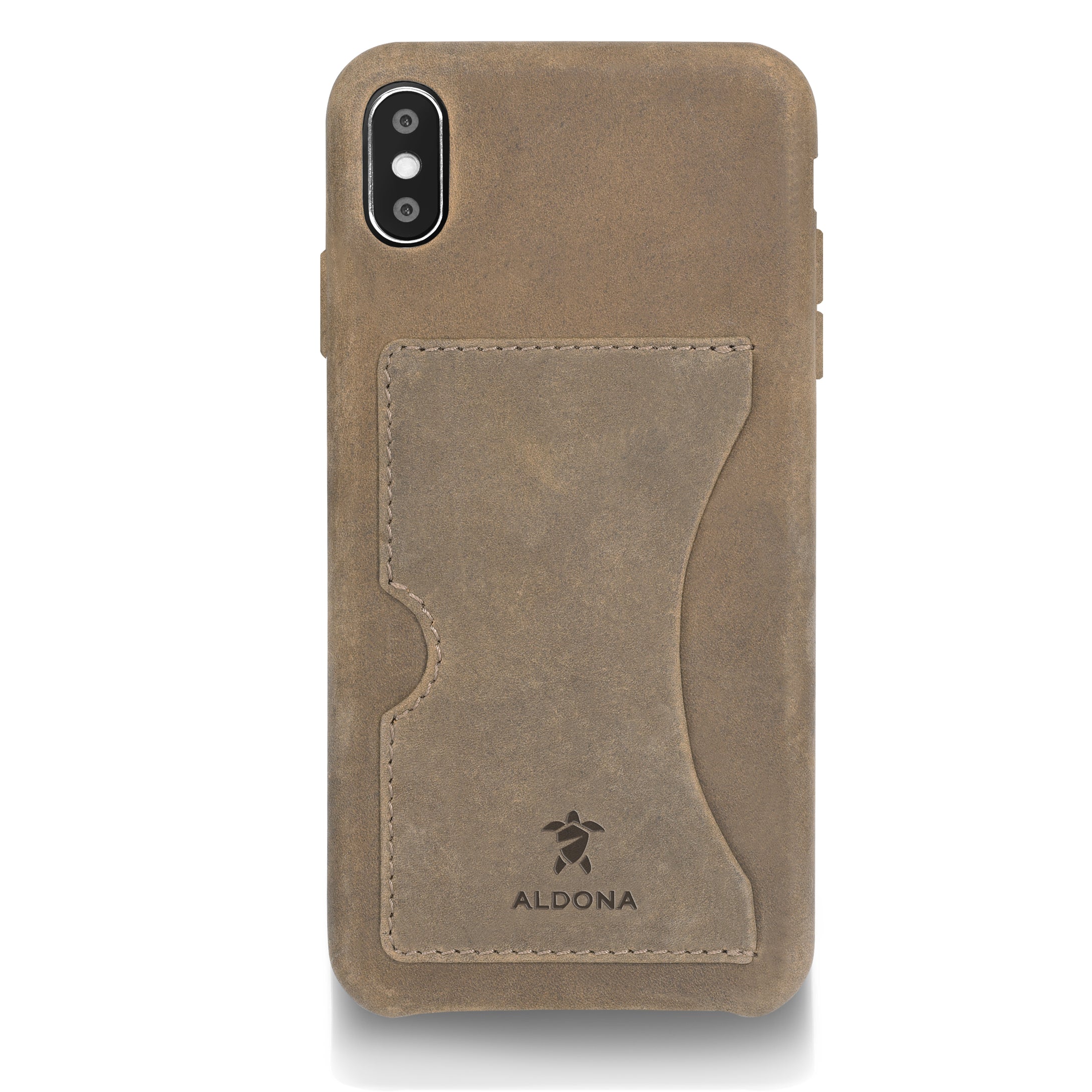 Baxter Leather iPhone XS Max Card Case - Burnt Tobacco Colour