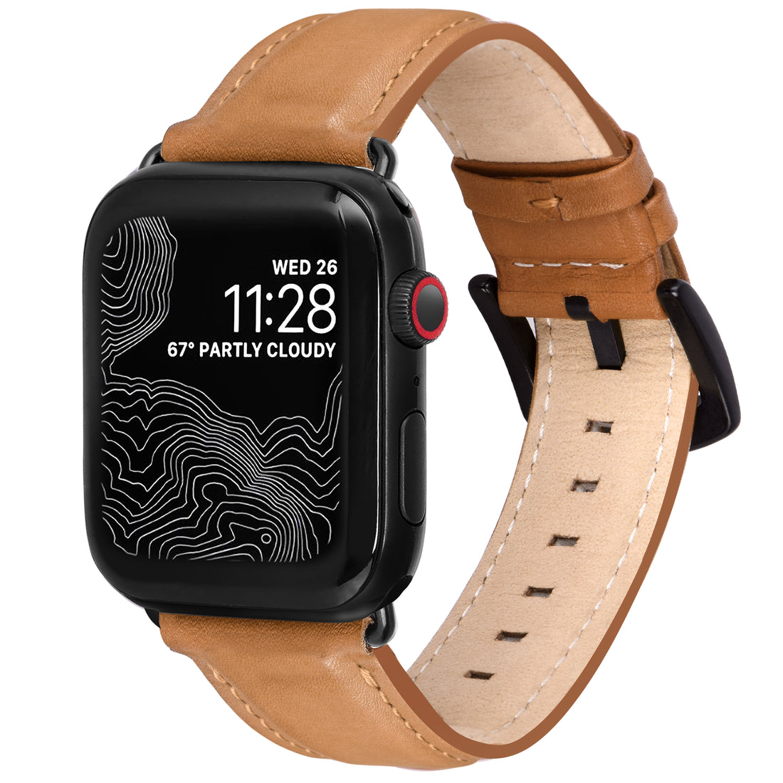 Brown Leather Iwatch Bands 38mm Genuine Leather Loop Strap For
