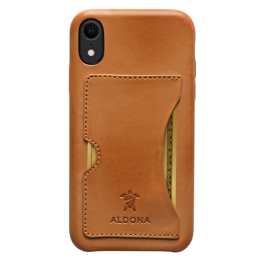 Baxter Leather iPhone XR Card Case - Vintage Tan Colour